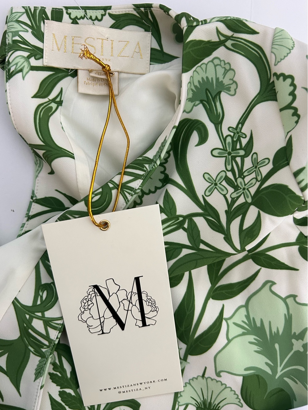 Mestiza New York Adria Green Ivory Floral Pocketed Midi Column Dress NWT - Picture 5 of 15